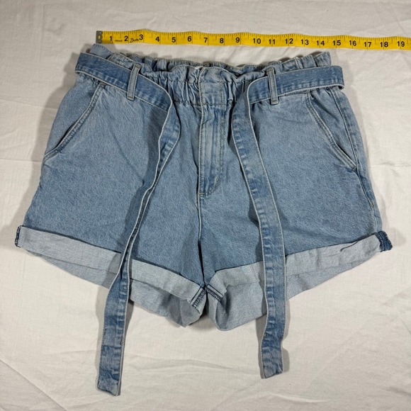 Garage High waisted blue denim shorts w/ denim belt size 9 - Picture 5 of 9